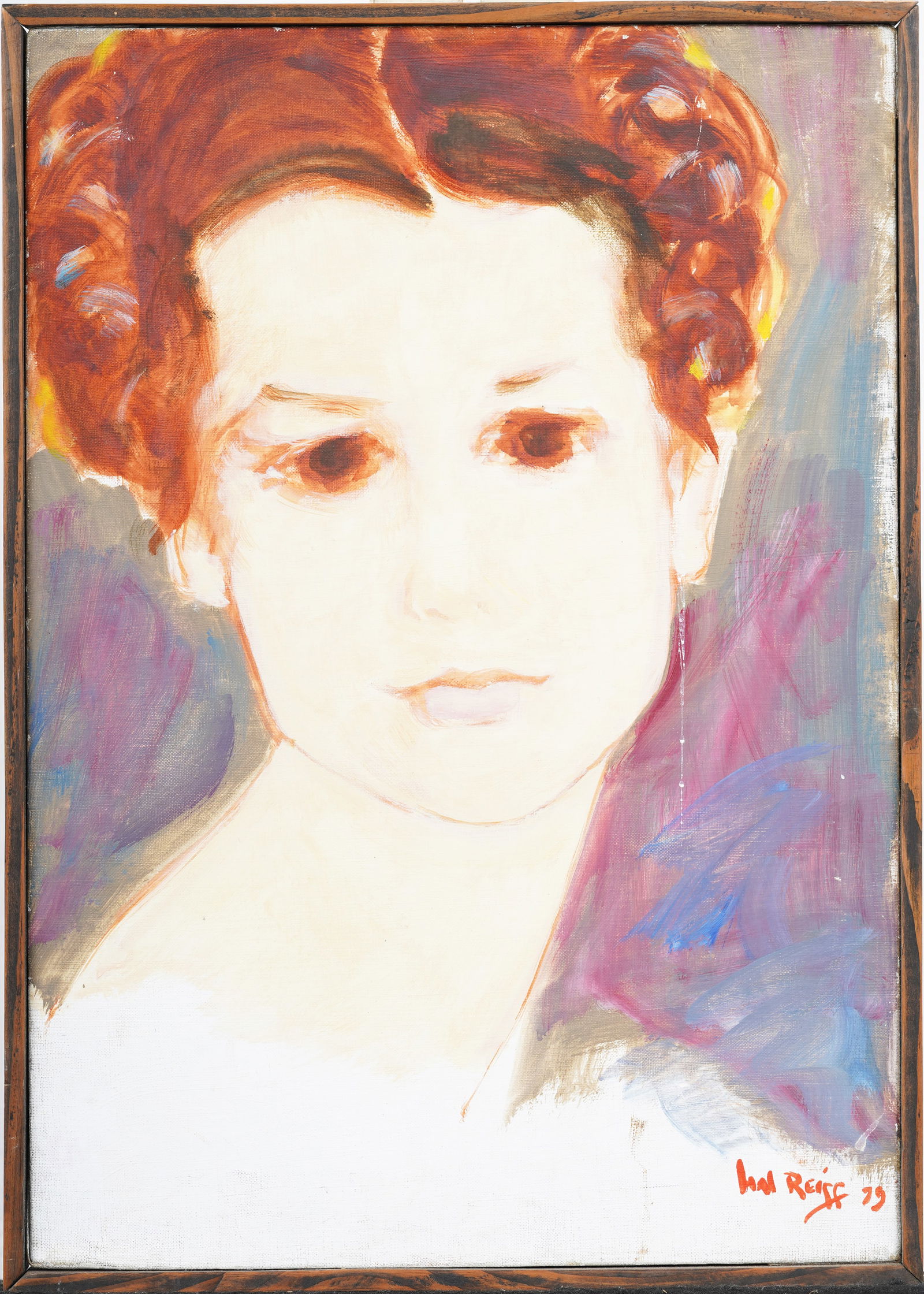 Vintage American Modernist Woman Portrait Signed Framed Original Oil Painting (1 of 6)