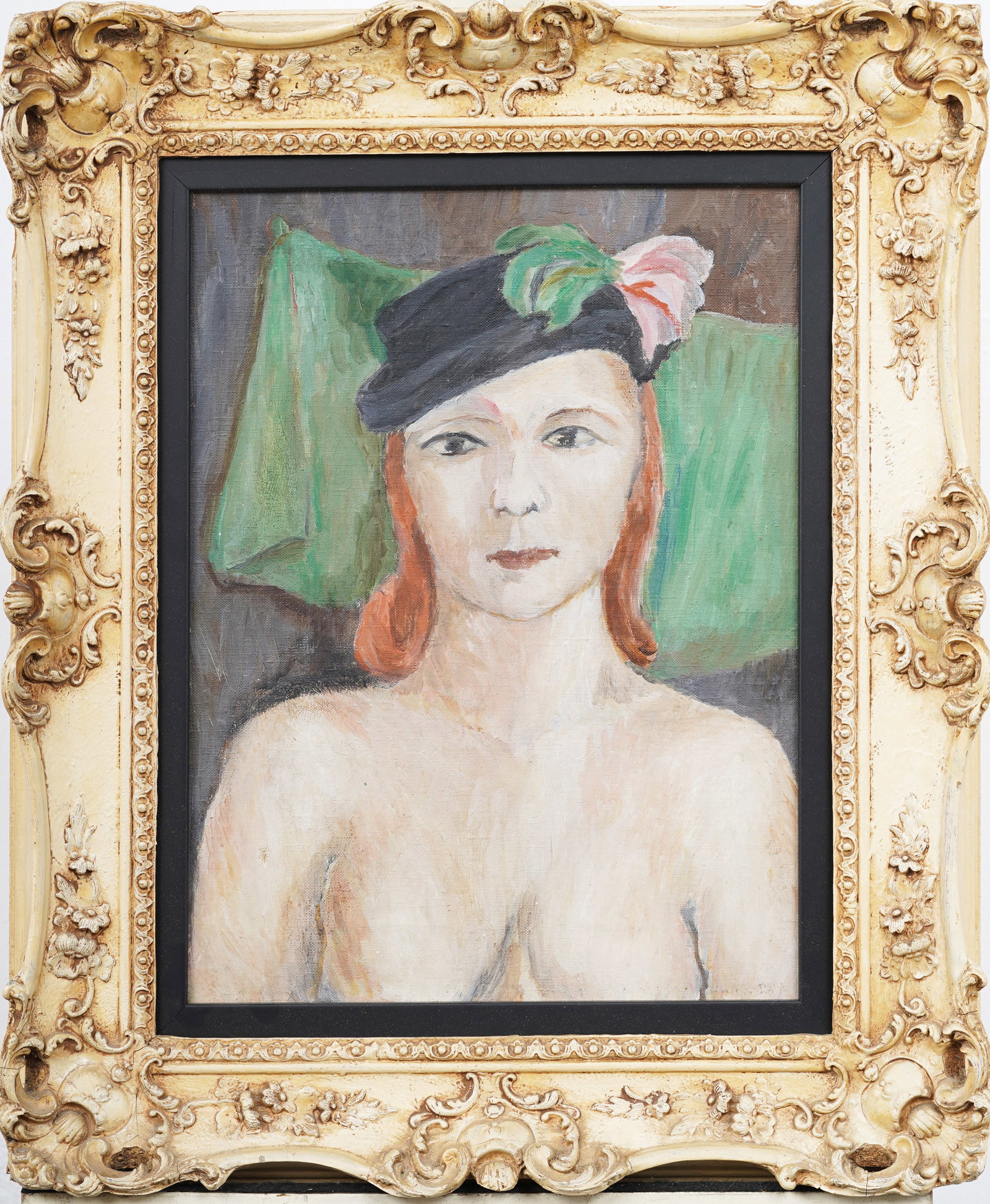 Vintage American School Modernist WPA Social Realist Woman Portrait Framed Original Oil Painting (1 of 5)