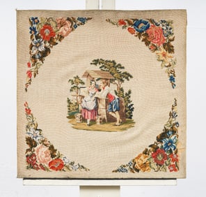 Antique American Hooked Needlepoint Portrait