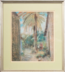 Vintage Signed Tropical Impressionist Pastel Landscape Painting