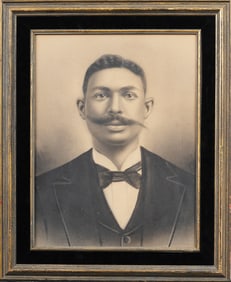 Antique American School Handsome Male Portrait Framed Pastel