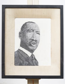 Vintage Signed American Modernist Portrait of Martin Luther King Original Oil Painting