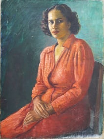 Vintage American Impressionist Woman Portrait Original Oil Painting