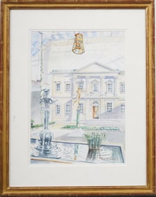 Vintage American Impressionist Metropolitan Museum Interior American Wing View Original Painting