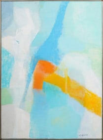 Large Vintage American School Signed Modernist Framed Abstract Expressionist Original Oil Painting