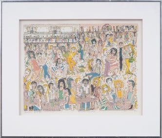 James Rizzi (1950-2011) Hand Signed Limited Edition 3d Pop Art Print "Night Club"