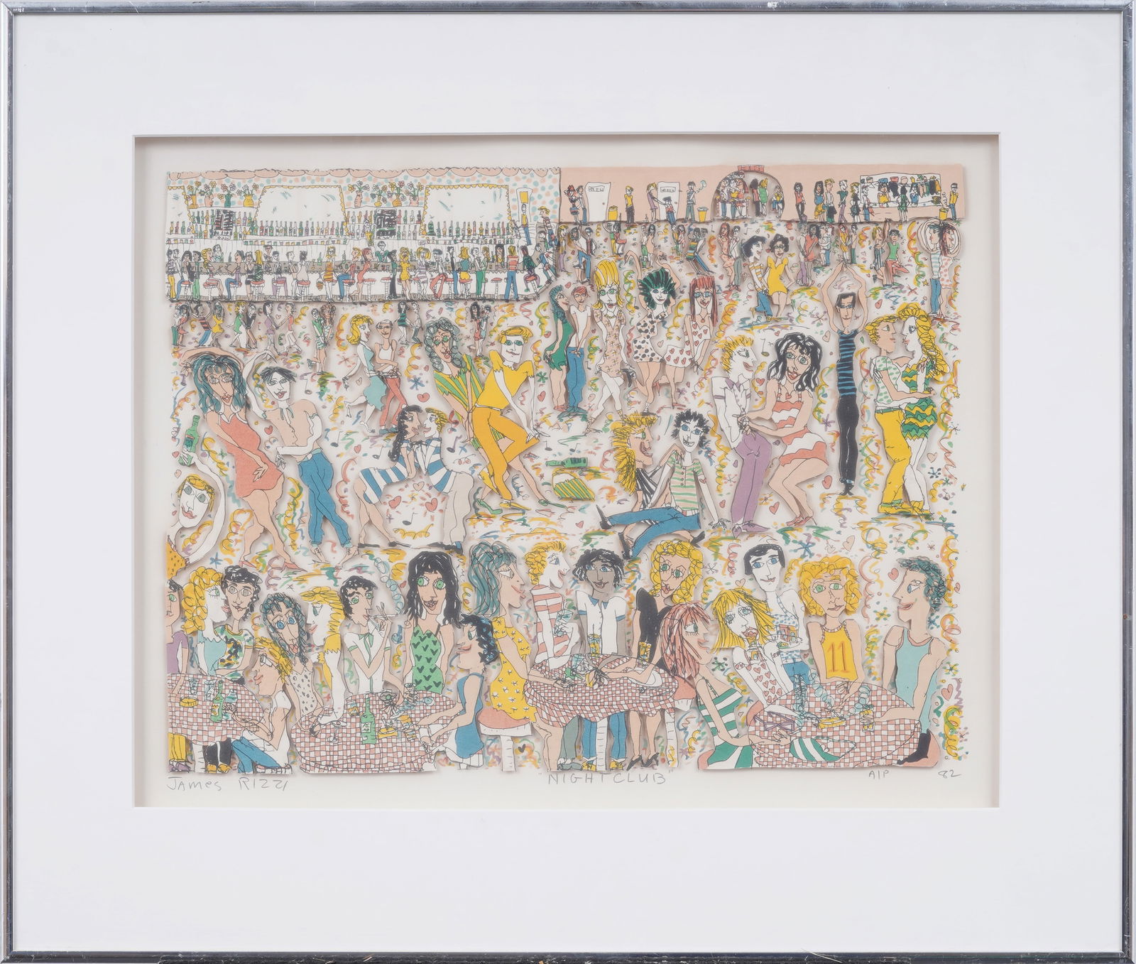James Rizzi (1950-2011) Hand Signed Limited Edition 3d Pop Art Print "Night Club" (1 of 12)