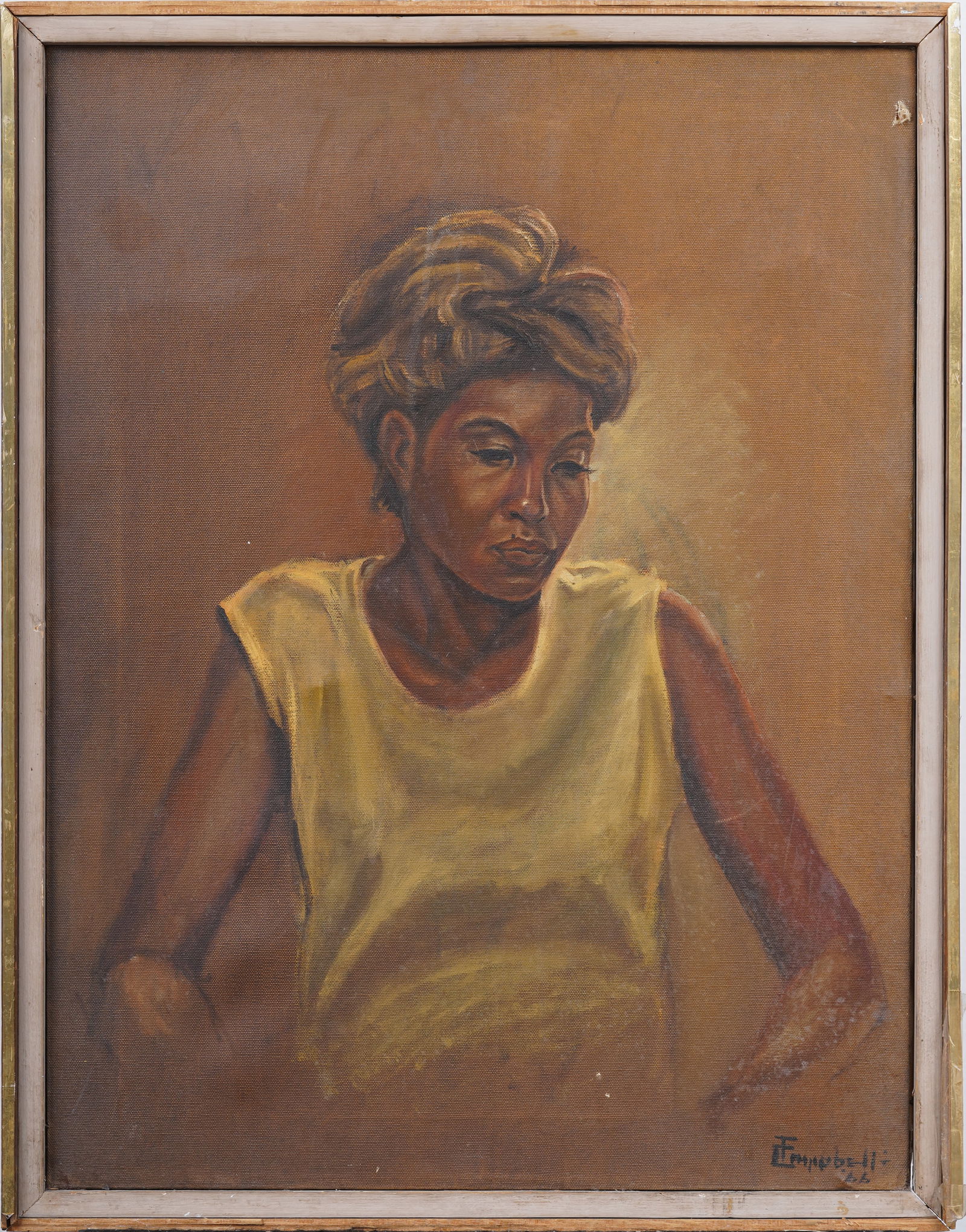 Frederick Campbell Signed African American School Social Realist Framed Modernist Oil Painting (1 of 7)