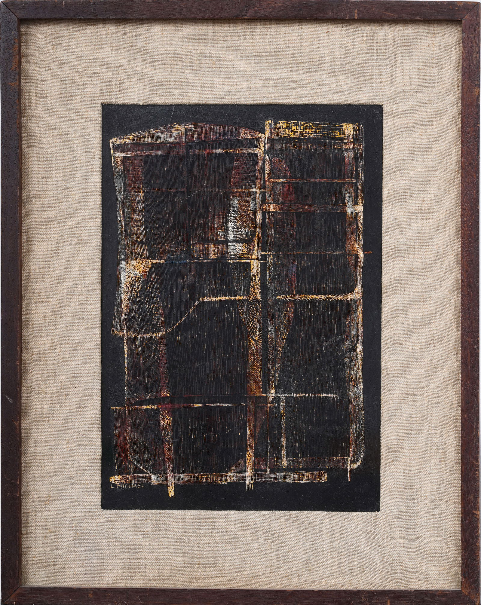 Lily Michael Signed Antique American Modernist Abstract Framed Original Mixed Media Oil Painting (1 of 8)