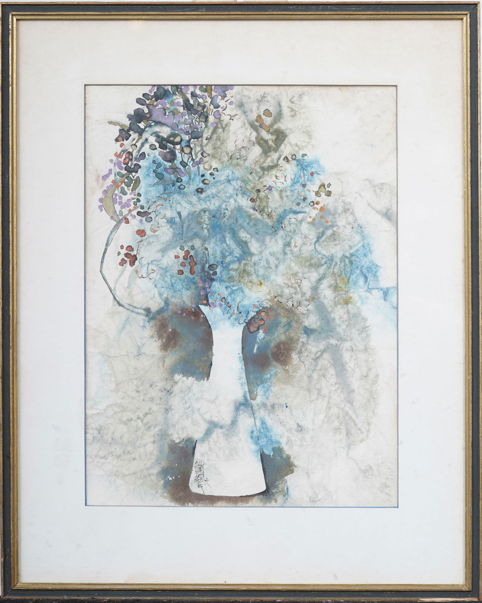 Signed Vintage American or European Modernist Flower Still Life Framed Original Painting (1 of 6)