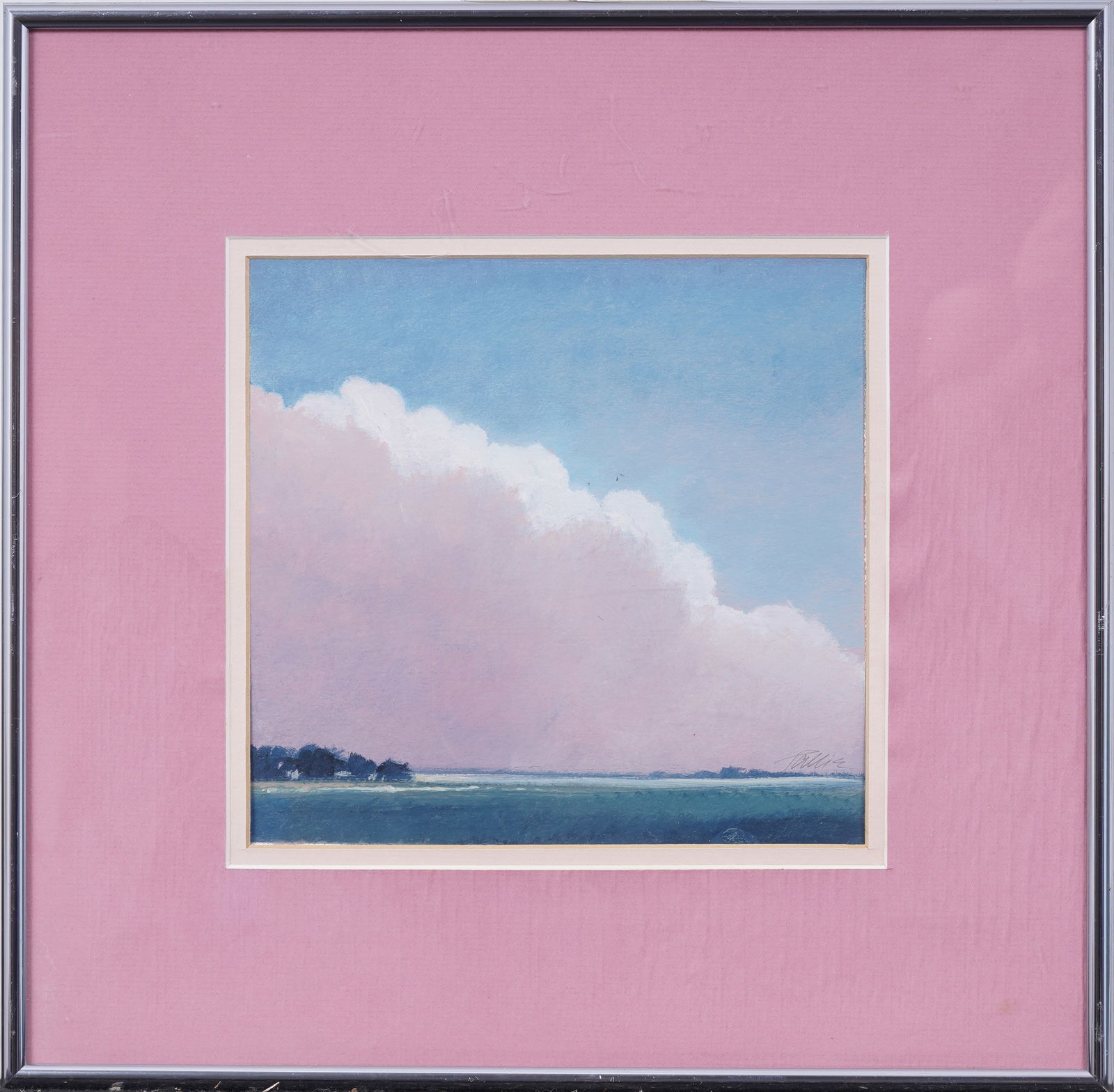 Signed "East Texas" Vintage Cloudscape Framed Impressionist Landscape Painting (1 of 6)