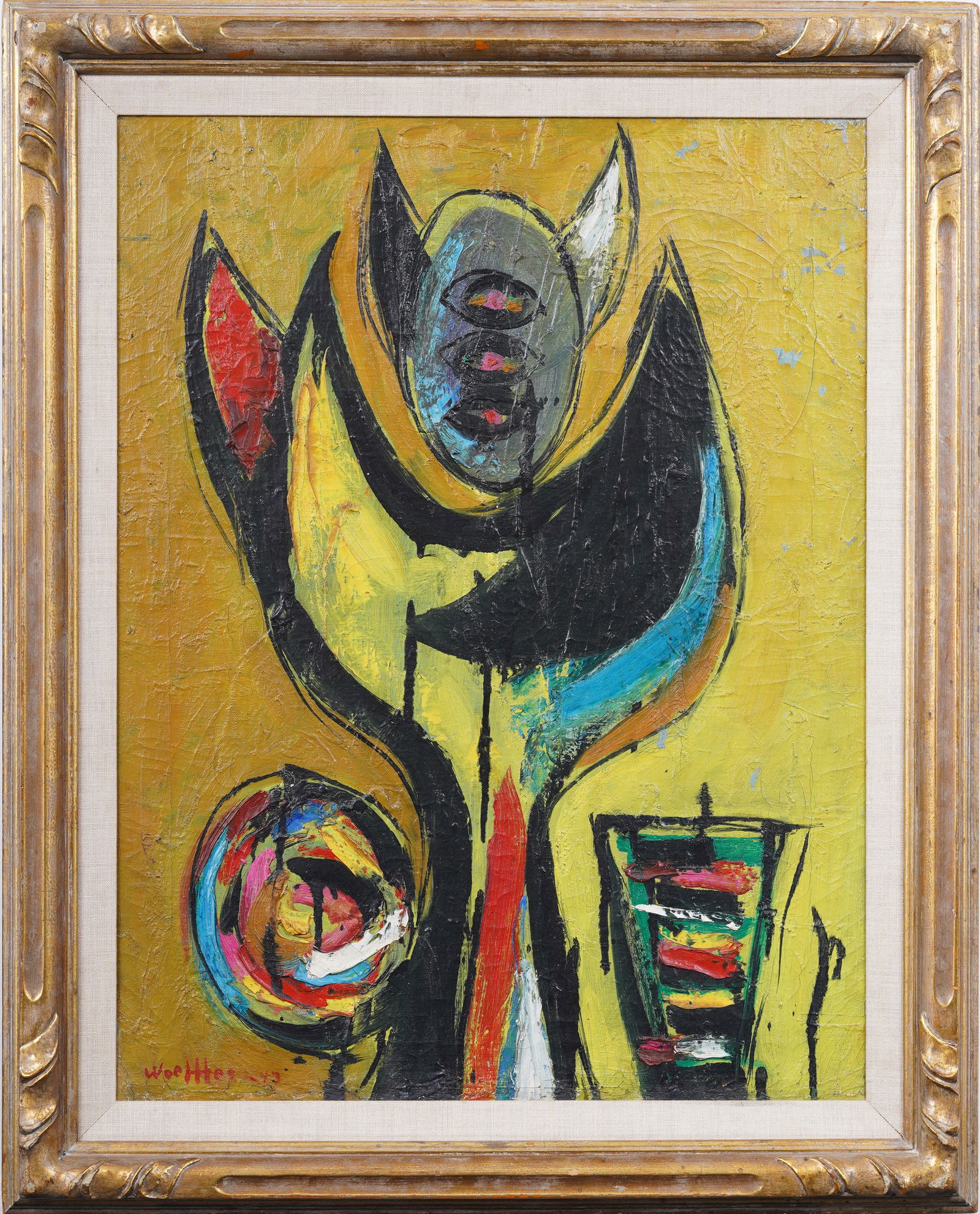 Emerson S. Woelffer (1914 - 2003) Vintage American Signed Abstract Expressionist Rare Oil Painting (1 of 8)