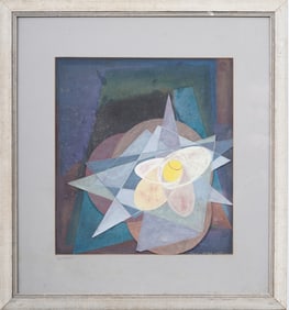 Vintage Signed Stern-Slater 1955 American Modernist Cubist Abstract Framed Original Painting