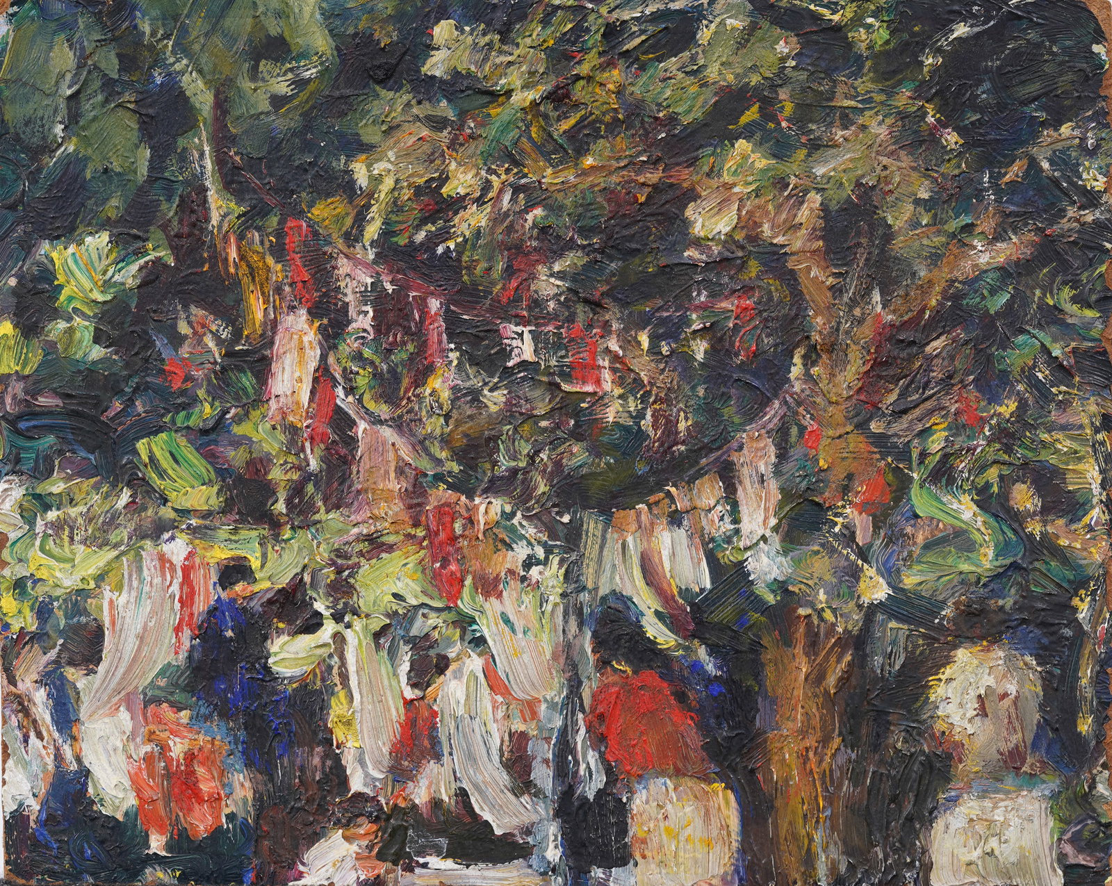 Antique American Impressionist Clothes Hanging Social Realist Thick Impasto Signed Oil Painting: Antique American modernist oil painting. Oil on board. Signed verso. Measuring: 8 by 10 inches overall. Please see all images for condition. Size is measured and written on the back of the painting. T