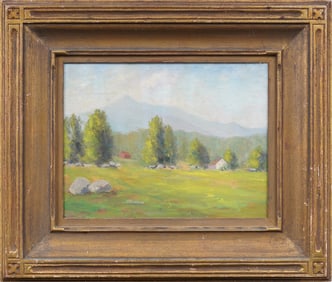 Antique American Nicely Framed Signed Impressionist Landscape Original Oil Painting