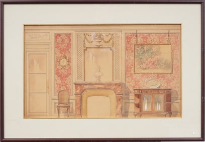 Antique American Realist Interior Scene Framed Original Painting Circle of Walter Gay