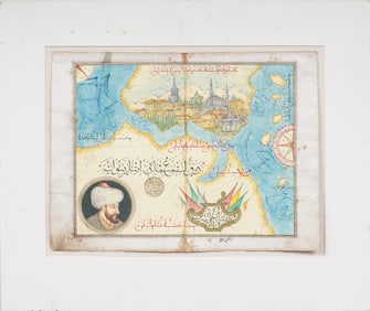 Antique or Vintage Hand Painted Ottoman Empire Map