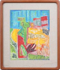 Vintage American Modernist Abstract Expressionist Framed Original Oil Painting