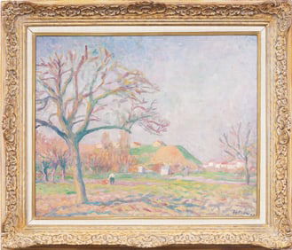 Emile Bressler (1886-1966) Listed Antique Swiss Landscape Modernist Original Landscape Oil Painting