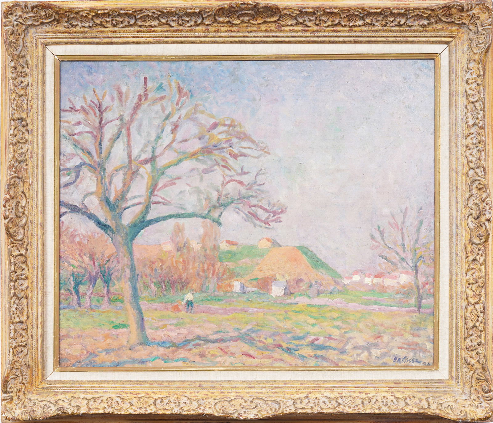 Emile Bressler (1886-1966) Listed Antique Swiss Landscape Modernist Original Landscape Oil Painting (1 of 8)