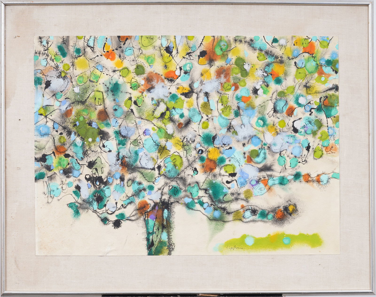 Vintage Large American or European School Modernist Abstract Tree Landscape Original Painting (1 of 6)