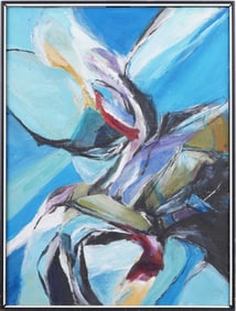 Large Vintage American School Abstract Expressionist Framed Original Oil Painting