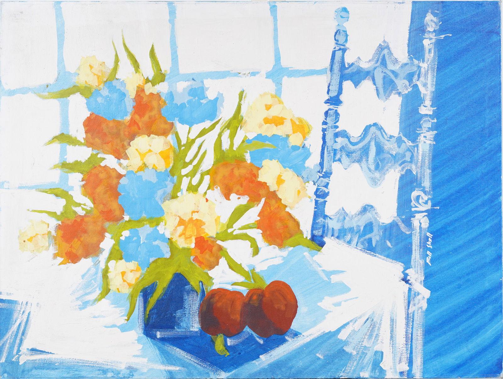 Signed Large American School Modernist Abstract Still Life Original Oil Painting (1 of 7)