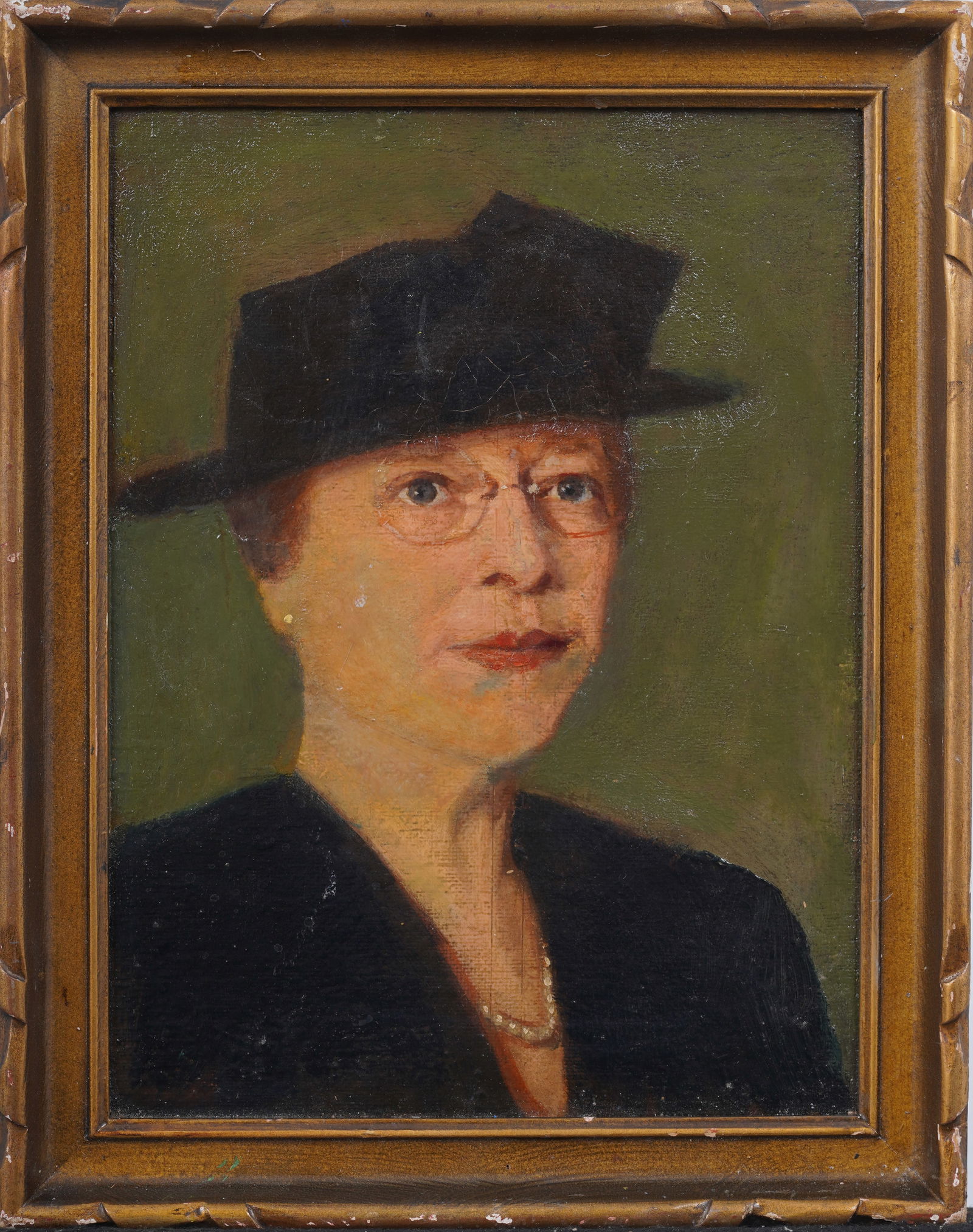 Antique American Eleanor Roosevelt Framed Portrait Original Oil Painting (1 of 5)