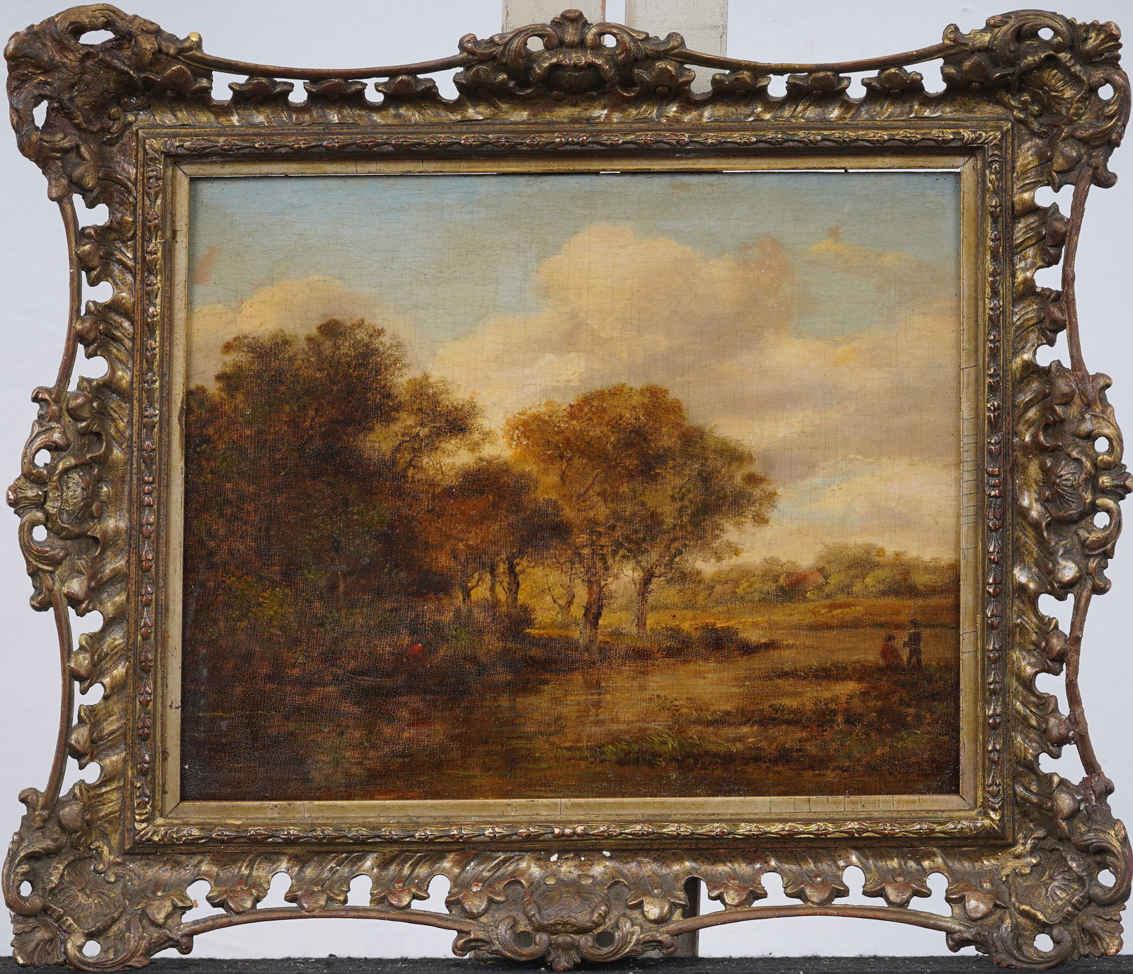 Antique French Exhibited Barbizon School Framed Landscape River Scene Oil Painting (1 of 8)