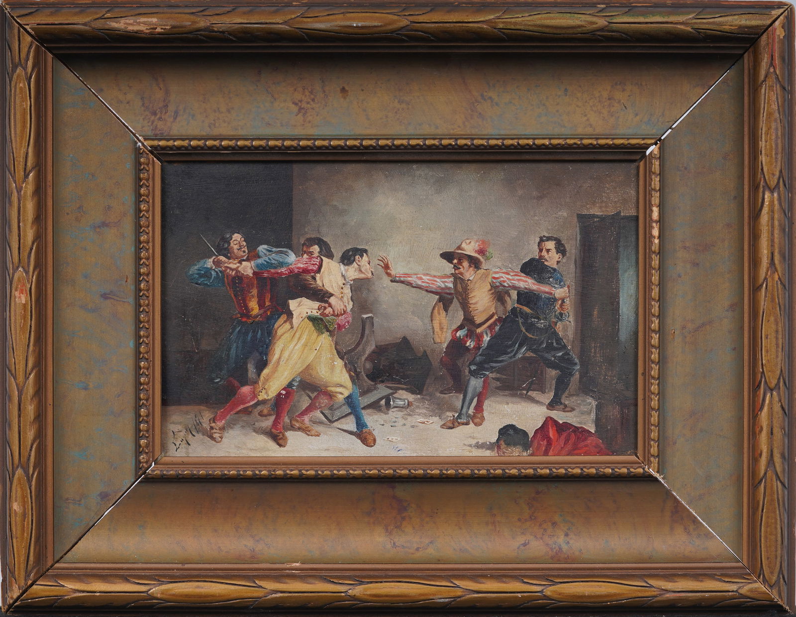 Antique French Classsical Interior Scene Original Oil Painting Circle Jean Meissonier (1815 - 1891) (1 of 8)