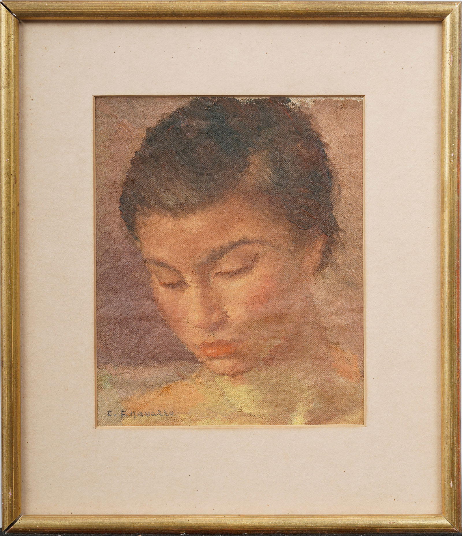 Cesar Fernandez Navarro (1909 - 1992) Antique Argentinian Signed Impressionist Portrait Painting (1 of 6)