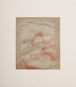 Antique European Old Master Figural Religious Drawing