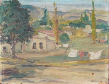 Signed Antique Spanish Landscape Impressionist Original Oil Painting