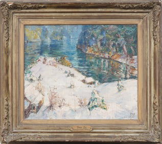 Juan Sol (Born 1897) Antique Argentina Patagonia Winter Landscape Original Oil Painting