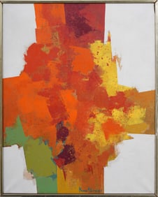 Hans Kline (1924 - 1994) Signed American Modernist Abstract Oil Painting "The Garden 1969"