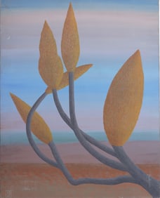 Julius Shaier Signed Vintage American Modernist Moodscape Abstract Original Oil Painting