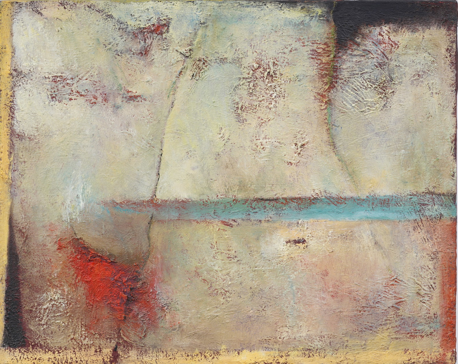 Elizabeth Shire "Italian Wall" Vintage American Modernist Abstract Original Oil Painting: Vintage American modernist oil painting. Oil on canvas. Signed. Measuring: 16 by 20 inches overall. Please see all images for condition. Size is measured and written on the back of the painting. The f
