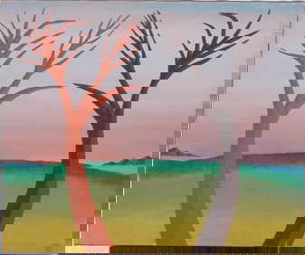 Julius Shaier Signed Vintage American Modernist Moodscape Abstract Original Oil Painting