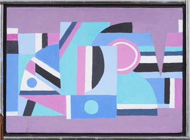 Frank A. Goodnow (1923 - 2004) Antique American Abstract Geometric "April Breeze" Oil Painting