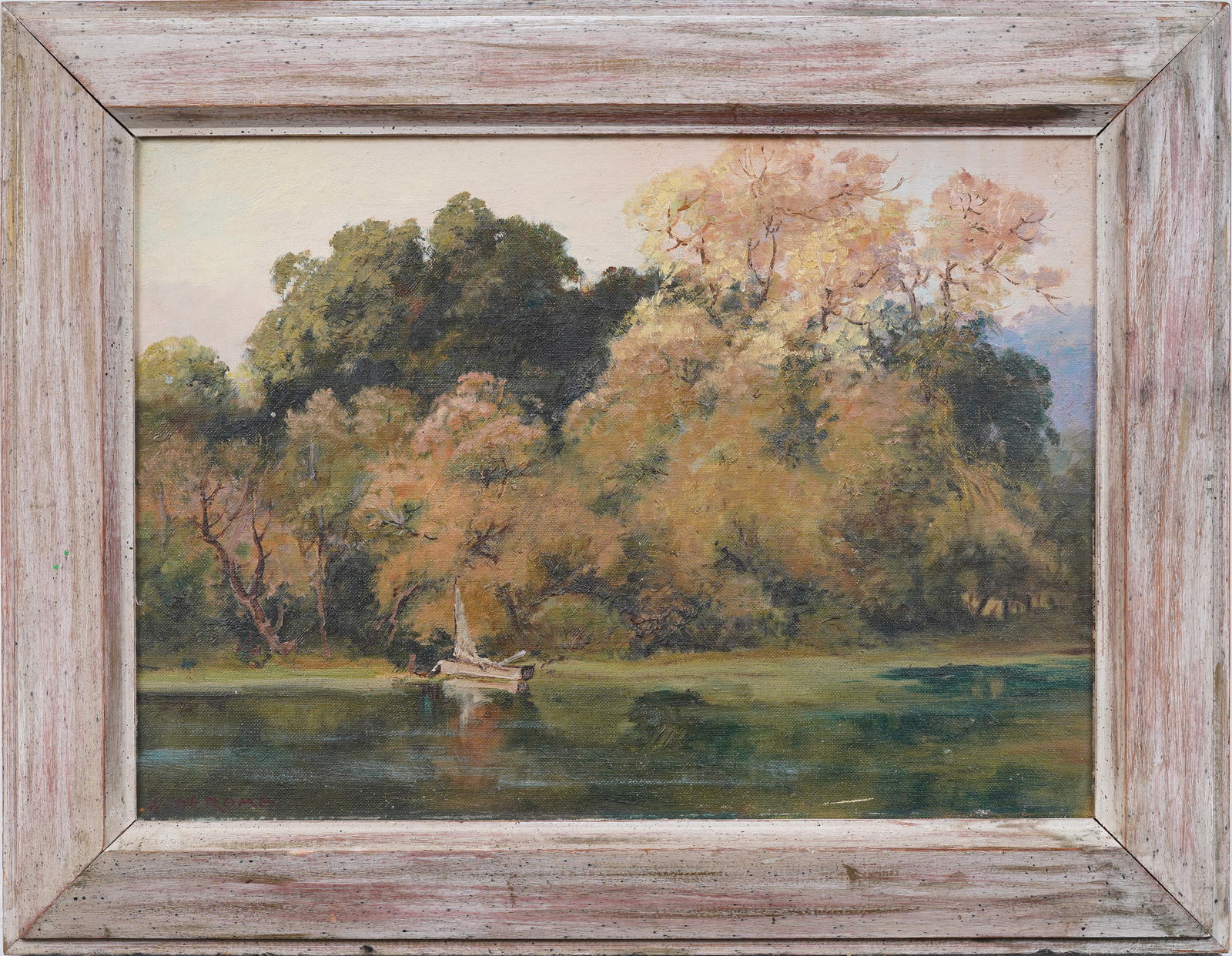 Albert Thomas De Rome (1885-1959) Antique California Lake Landscape Signed Oil Painting (1 of 9)
