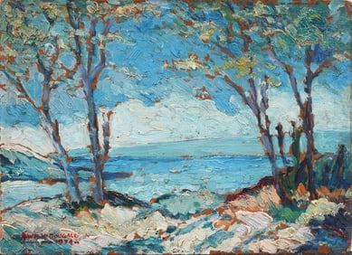 Antique American or Canadian Signed 1934 McDougall Winter Snow Landscape Original Oil Painting