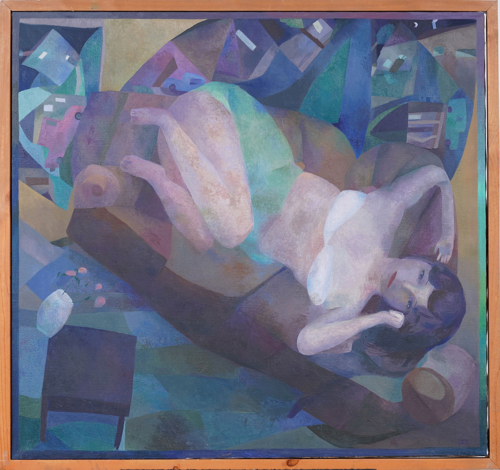 Tom Werner Vintage American School Modernist Abstract Interior Scene Portrait Framed Painting (1 of 10)