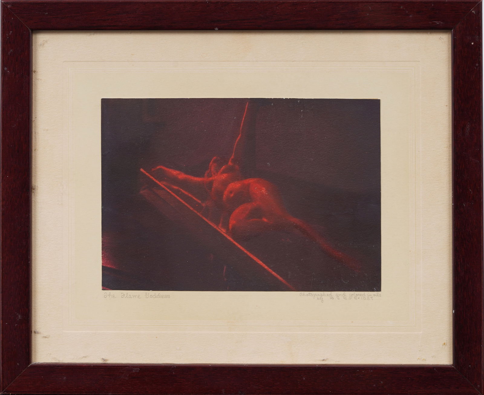 "The Flame Goddess" 1937 Monogrammed Hand Colored Photograph (1 of 7)