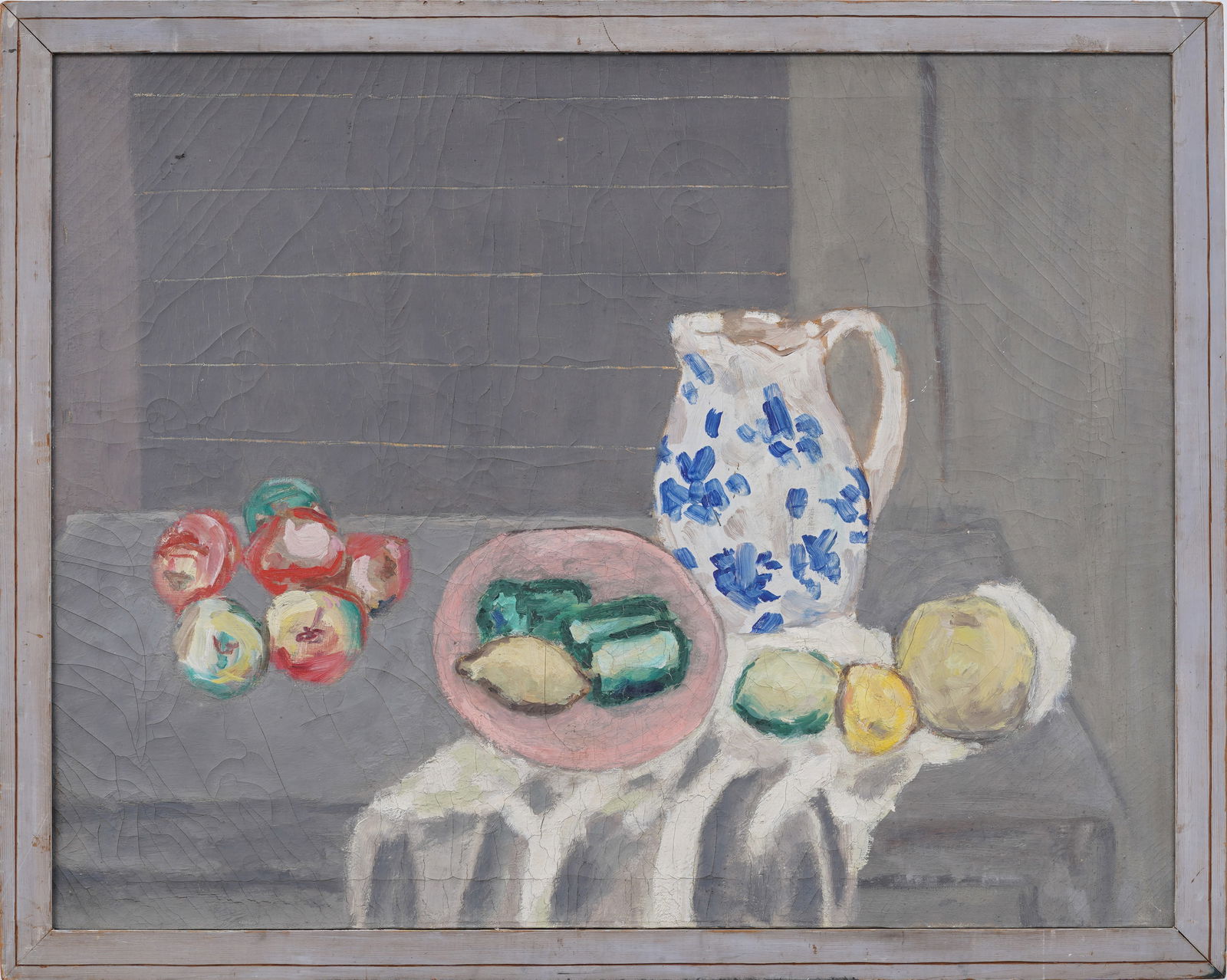 Vintage American School Framed Large Modernist Fruit Kitchen Still Life Original Oil Painting (1 of 6)