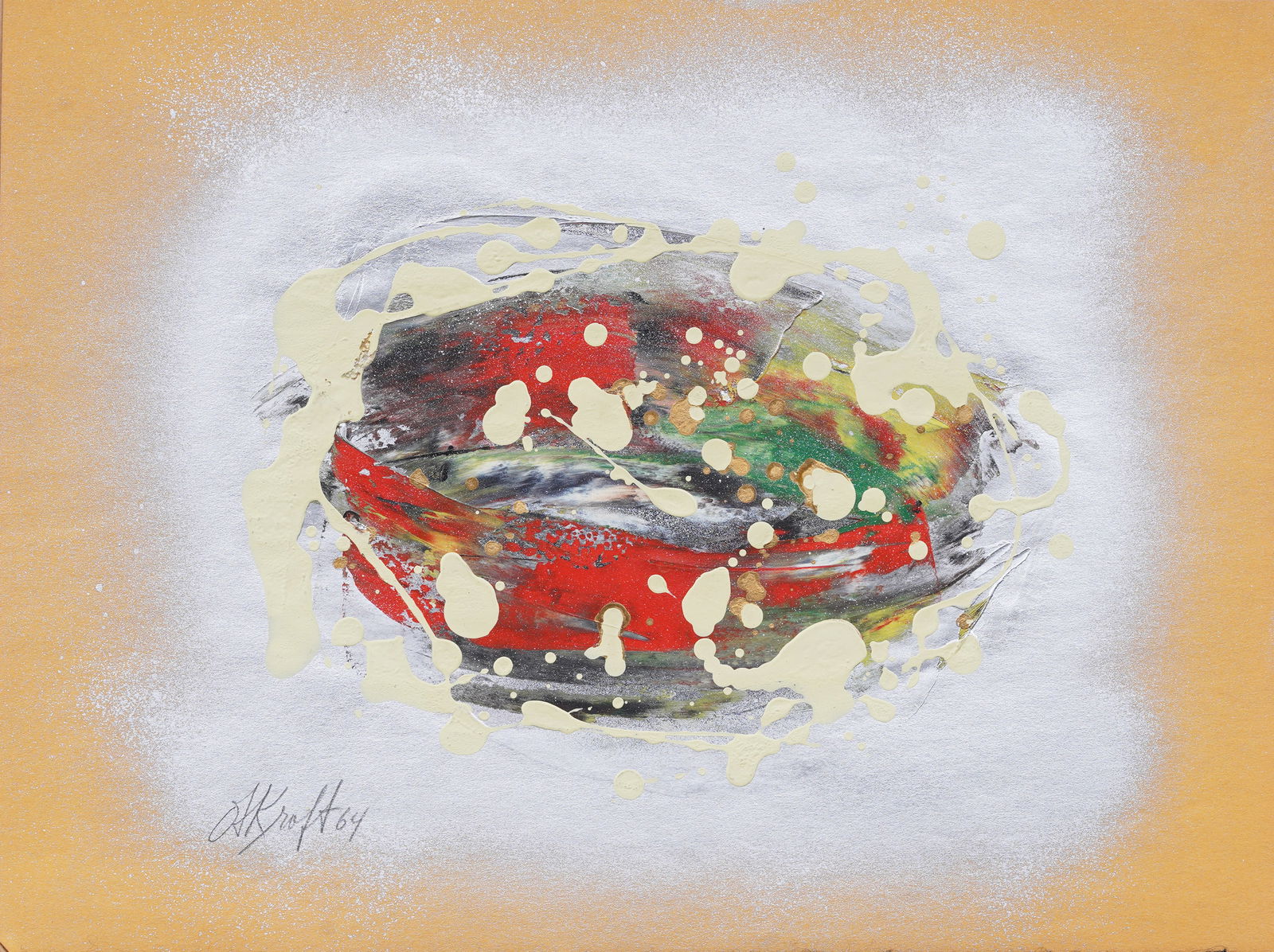 Signed Vintage American Modernist Abstract Expressionist Mixed Media Painting (1 of 6)