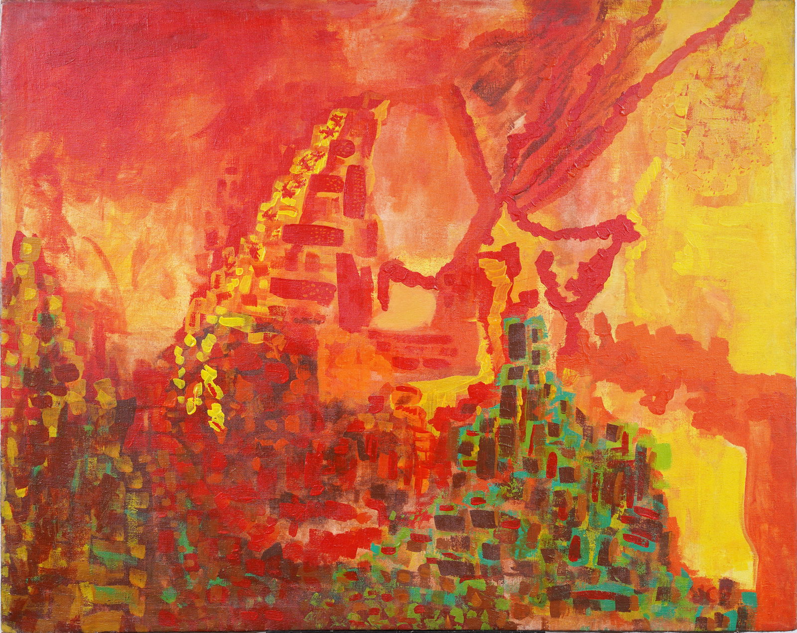 Large Vintage American School Modernist Abstract Expressionist Original Oil Painting (1 of 5)