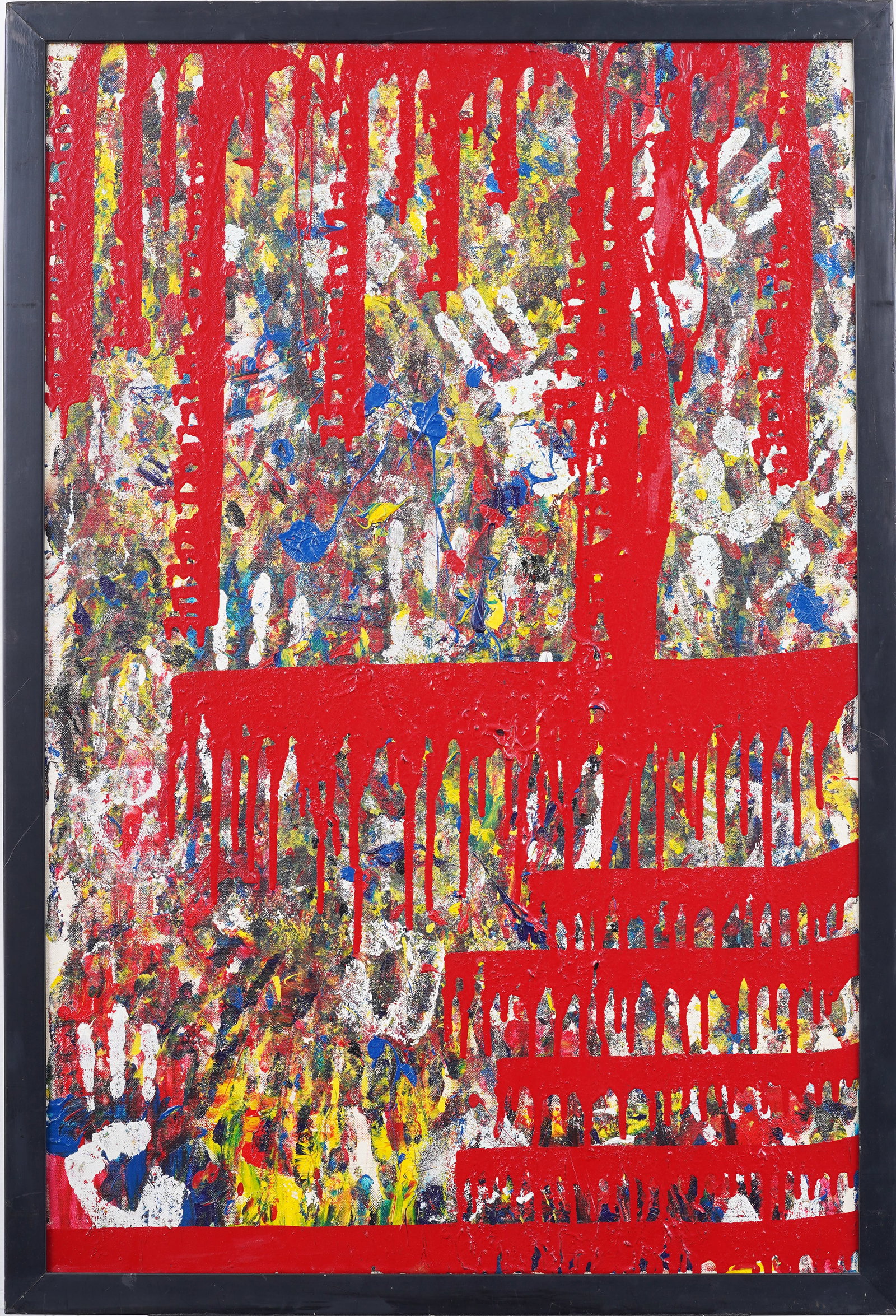 Vintage American Modernist Abstract Framed Original Oil Painting: Vintage American modernist abstract oil painting. Oil on canvas. Framed. Measuring: 26 by 38 inches overall, and 24 by 36 painting alone. Please see all images for condition. Size is measured and writ