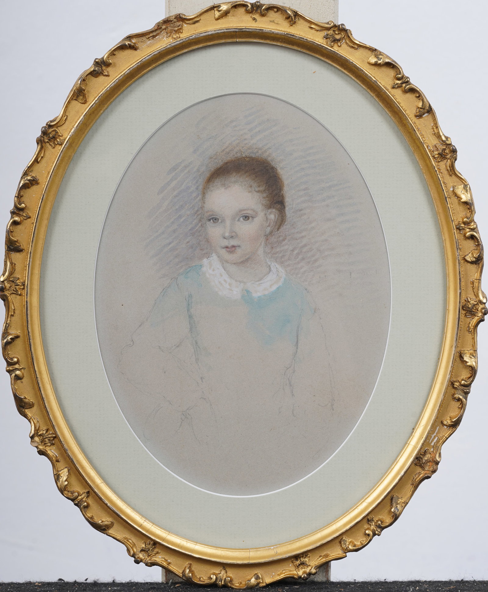 Antique American or European Realist Young Woman Portrait Framed Original Painting: Antique American or European painting. Mixed media on paper. Framed. Measuring: 11 by 9 inches overall, and 8 by 5.5 painting alone. Please see all images for condition. Size is measured and written o