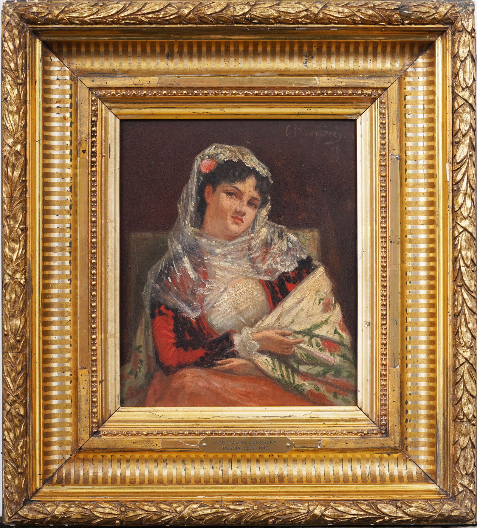 Konstantin Yegorovich Makovsky (1839 - 1915) Signed Russian Impressionist Portrait Oil Painting (1 of 6)