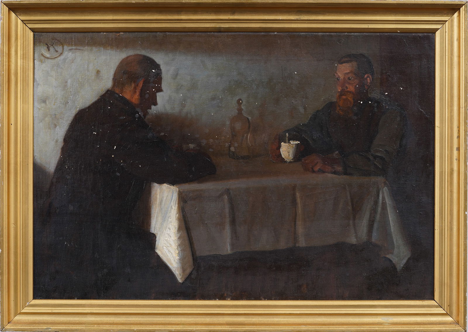 Antique or Vintage American School Impressionist Army Portrait Framed Oil Painting (1 of 6)